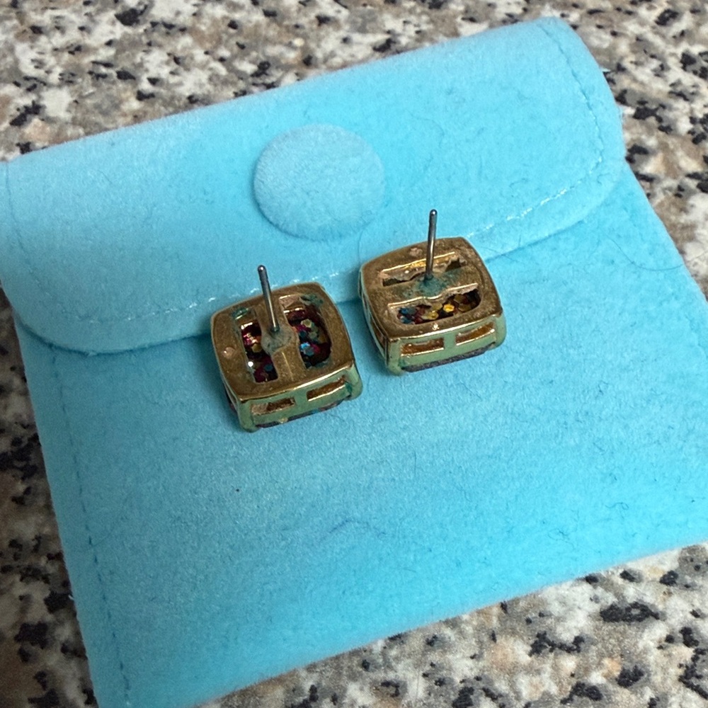 Kate Spade Multicolor Glitter Square Stud Earrings - Picture 3 of 6
